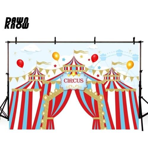 DAWNKNOW Cartoon Circus Photography Background For Baby Photocall Fun Fair Balloon Photo Shoot Backdrop Children lv827
