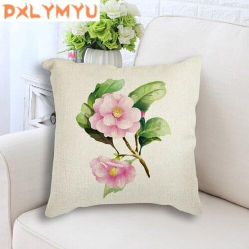 Decorative Cushion for Sofa Watercolor Agapanthus Flower Peony Plants Prints Linen Seat Cushion Nordic Throw Pillow Home Decor