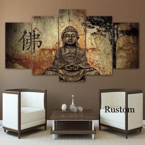Decorative Buddhas Figures Religion Islamic God Canvas Painting for Interior Retro Chinese Room Decor Set Posters and Prints