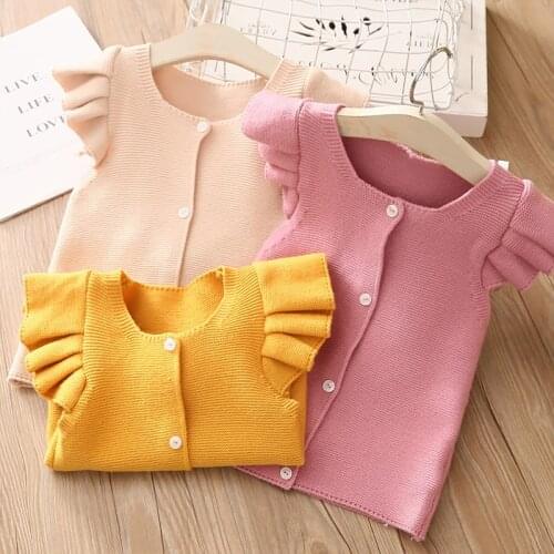 Spring Autumn Kids Vests High-quality Knitted Cardigan for Girls Toddler Baby Clothes Flying Sleeve Vest Children Waistcoats New