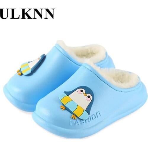 Kids Waterproof Cotton Slippers Antiskid Baby Winter Cotton Slippers Lovely Children Home Warm Thicken Baby Breathe Shoes