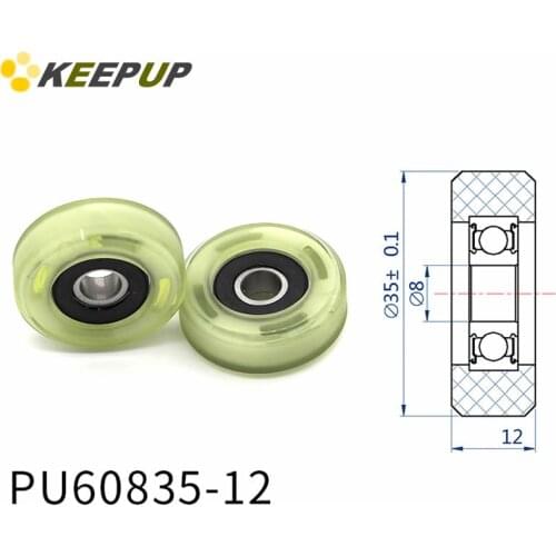 Diameter 35mm, PU polyurethane bearing ,Rubber coated soft pulley/Roller ,width 12mm