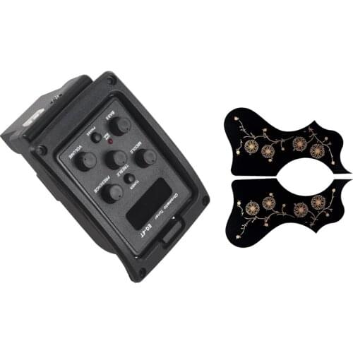 EQ-4T 4 Band Pickup EQ Preamp with Tuner for Acoustic Guitar with 2Pack 41in Acoustic Guitar Pick Guard Left/Right Hand