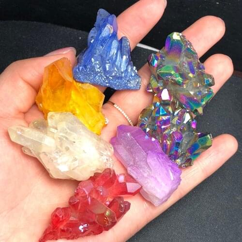 1Pcs Hot!Colorful beautifully plated halo quartz crystal clusters with minerals for home decor as gifts