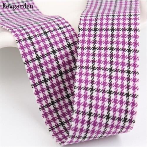Kewgarden DIY Hair Bow tie Sewing Accessories Handmade Tape Houndstooth Twill Ribbon 1" 1.5" 10 25 38mm Packing Webbing 10 Yards