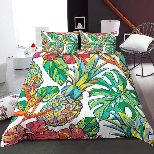 Pineapple Leaves Pattern Bedding Set Comfortable Duvet Cover Sets Queen King Size Comforter Cover Bedclothes