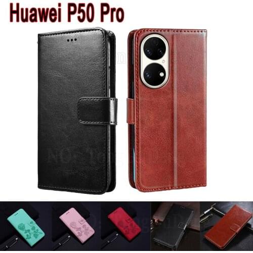 Leather Phone Case For Huawei P50 Pro Cover Flip Wallet Stand Magnetic Card Etui Book On For Huawei JAD-AL00 Case Coque Funda