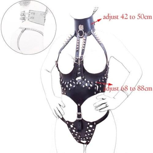 Locked Leather Waist Corset With Pointed Collar, Bra Without Bra And Chastity Underwear, Cosplay Sexy Costume Couple Sex Toys