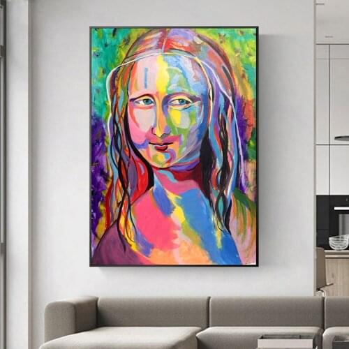 Colorful Mona Lisa Canvas Painting Graffiti Wall Art Painting Print Posters and Prints Wall Art Pictures Home Decoration Cuadros
