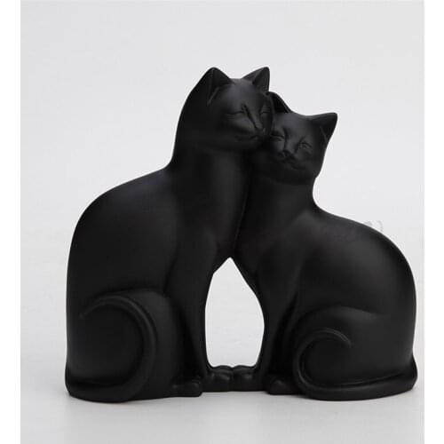 CREATIVE COUPLES CATS ART SCULPTURE LUXURIOUS FIGURINE ANIMAL STATUE RESIN CRAFTS HOME DECORATION BIRTHDAY GIFT R5037