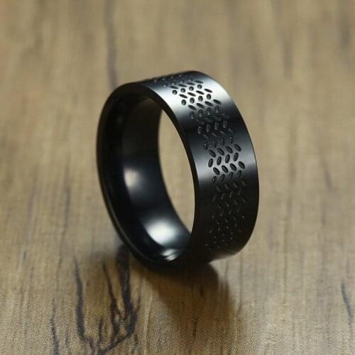 8mm Plain Rings for Men Black Stainless Steel Band Male Casual Alliance Multi Options
