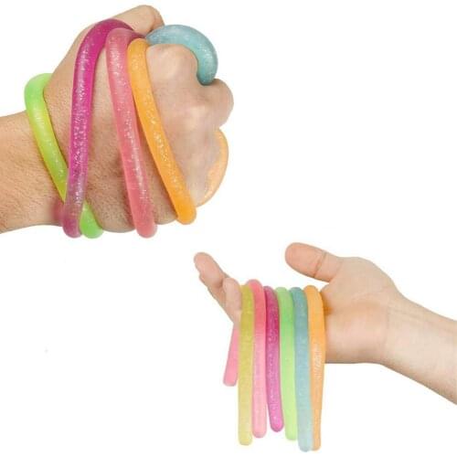 6Pcs Soft Rubber Sausage Noodle Elastic Rope Toy Stretch String Decompression Toy Stretchy Relief Stress Vent Toy Children Adult
