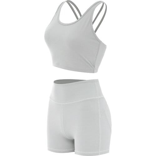 New Cross Strap Beauty Back Exercise Bra Peach Hip Tight Yoga Shorts Workout Outfit