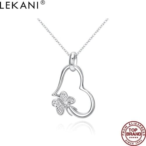 LEKANI Butterfly Hanging Heart Pendant For Women Romantic Anniversary Pendants Female White New Arrival Fashion Jewelry Gift