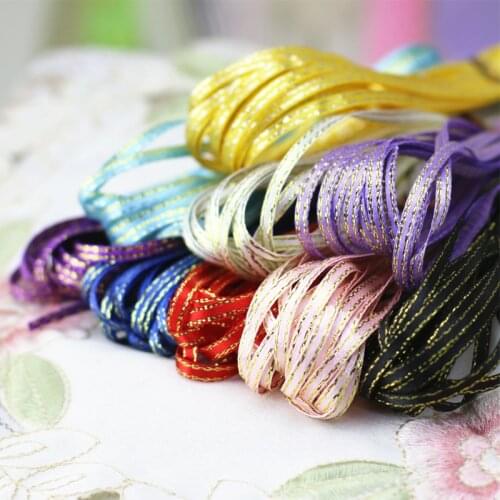REDJCK 10/20/50/100 Yards 3 mm Width Double Golden Side Polyester Satin Ribbon For Gift Box Packing Sewing Home Decoration
