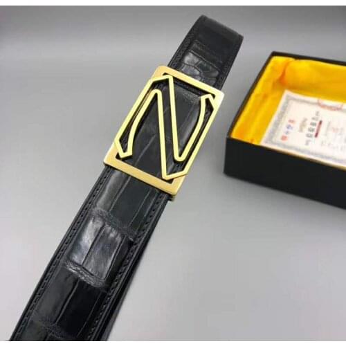 Genuine crocodile skins men belt top luxury quality alligator leather men fashion belt black and brown color stock