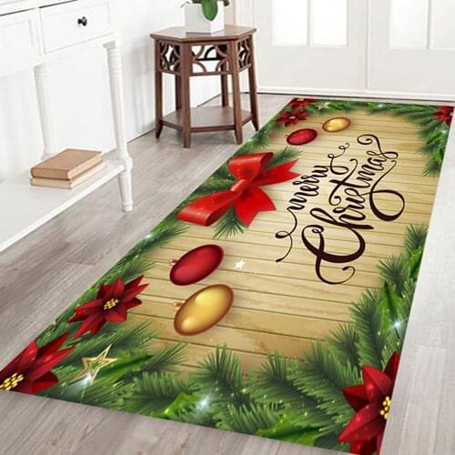 Merry Christmas Carpets For Living Room Bedroom Area Rugs New Year Kids Room Play Rug Kitchen Xmas Flannel Mats Long Strip Soft