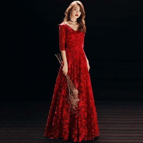 Sexy V-neck Bridal Wedding Dress Elegant Lace Evening Party Dress Noble A-line Prom Gown Lace Up Maxi Dress Big Size 3XL