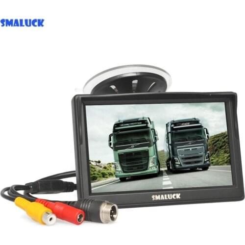 SMALUCK 5" TFT LCD Backup Car Rear View Monitor with Suction Cup Both RCA & 4Pin Connector for MPV SUV Horse Lorry