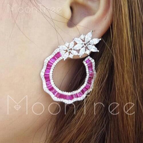 MoonTree Famous Design Luxury Popular Geometry Flower Multicolor Cubic Zirconia Needle Wedding Earring Fashion Jewelry