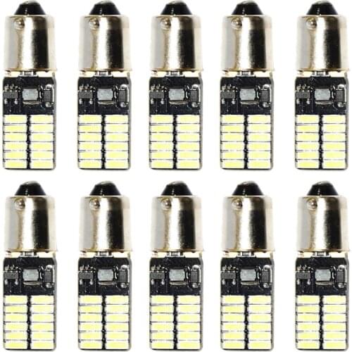 10pcs Super White LED BA9S T4W Canbus LED 5W 24SMD 4014 Light bulbs Side Turn Signals No error Reverse Lights DC 12V for Car