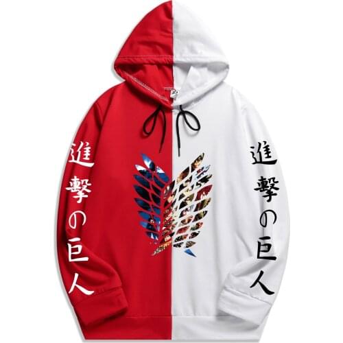 Summer Anime Attack on Titan Shingeki print Patchwork Thin Hoodie Hoodies Harajuku Streetwear Men Sweatshirt The Sharingan