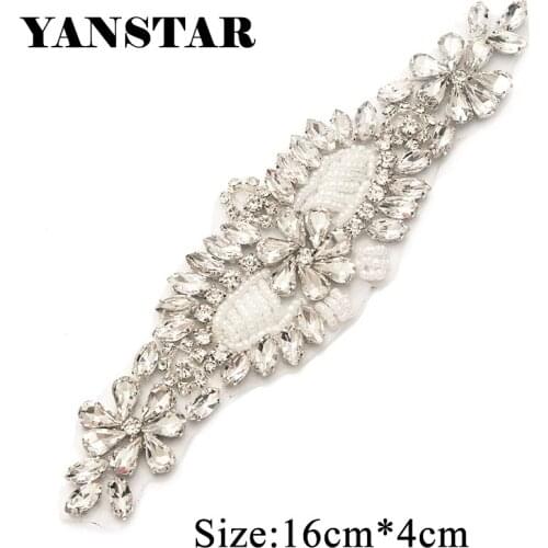 YANSTAR 30pcs Wholesale Crystal Rhinestones Appliques For Wedding Dress Sash Rhinestones Appliques Patch For Bridal Belt YS873