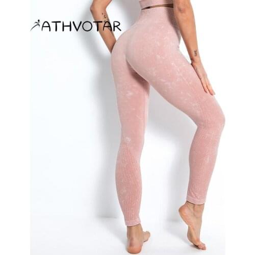 ATHVOTAR Printed Women Pants Sexy Peach Hip High Waist Hip Lift Seamless Running Sport Yoga Clothing Fitness Gym Leggings