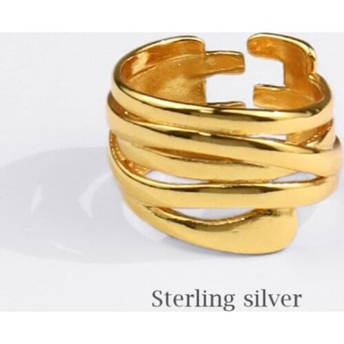 Sole Memory All-match Creative Hip-Hop 925 Sterling Silver Female Resizable Opening Rings SRI848
