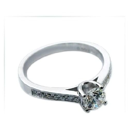 0.5 CT Luxury Silver Diamond ring for Women engagementRring Solid 925 Sterling silver semi gemstone Diamond Ring