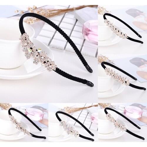 Crystal Flower Headband Female Hair Band Korean Shiny Girls Rhinestone Headwear 1PC Women Hairband Hair Hoop Hair Accessories
