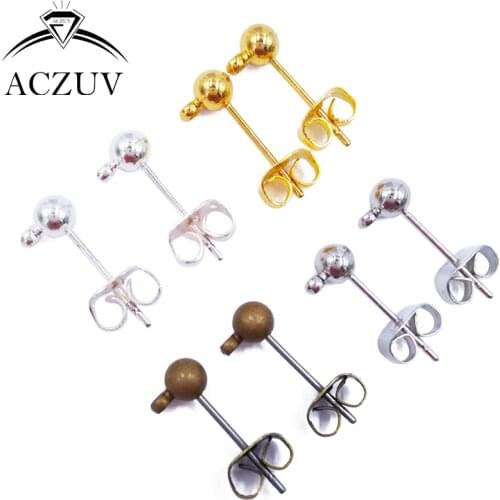 1000pcs 3mm 4mm 5mm 6mm Ball Earring Post Pin with Butterfly Earring Backs Jewelry Findings Accessories PEP011