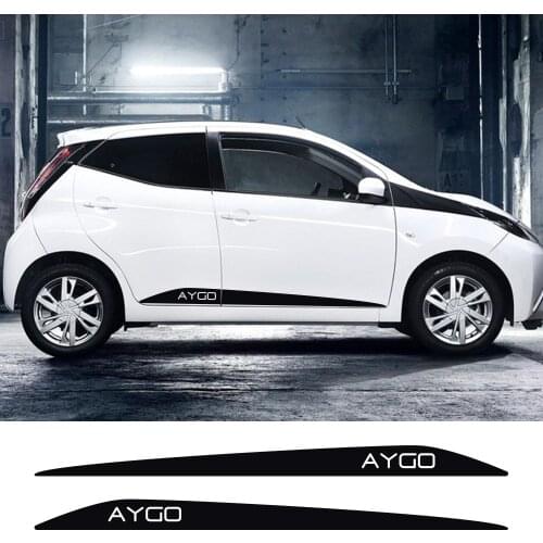 2Pcs Long Side Stripes Car Stickers Vinyl Film Auto Decoration Decals For Toyota AYGO DIY Sports Styling Car Tuning Accessories