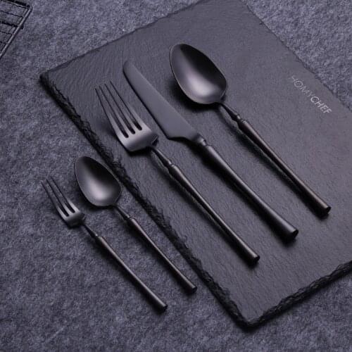 20 Pcs/set Black European Dinnerware Set knife Fork Western Cutlery 304 Stainless Steel Kitchen Food Tableware Dinner Set