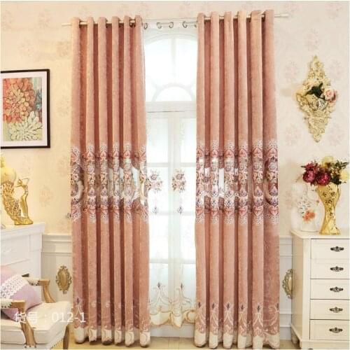 2017 European royal luxury embroidered curtain cloth with tulle for living room cashmere stitching curtains for bedroom