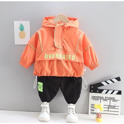 2021 baby autumn and winter childrens wear baby plush two piece suit boys' winter new warm sweater set 0-5 years old