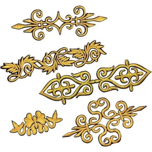 50pcs/lot Gold Thread Pattern Embroidery Patches Letters Clothing Decoration Accessories Diy Iron Heat Transfer Applique