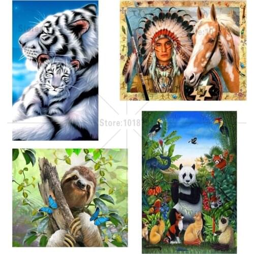 5d Diy Diamond Painting Animals Diamond Embroidery Cross Stitch Wall Stick Diamond Mosaic Home Decor Needlework