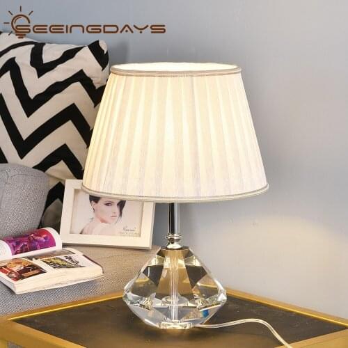 Free Ship New Style K9 Crystal Table Lamp High Grade Clear Table Lamp For Bedroom Living Room 220v 110v EU Plug Bedside Lamp