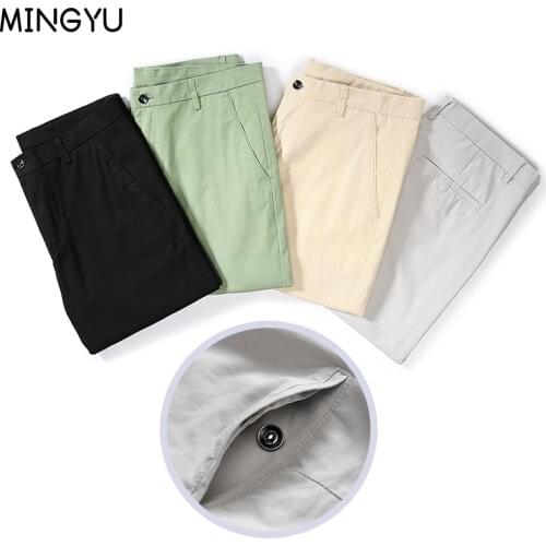 Spring Summer Mens Chinos Cotton Pants Straight Fashion Casual Classic Business Trousers for Male Khaki Black Grey big size 40