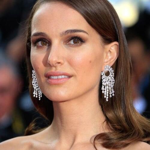 LARRAURI Elegant Big Water Drop Tassels Earrings Bride Wedding Party Fashion Jewelry Charms Full Mirco Cubic Zirconia Earrings