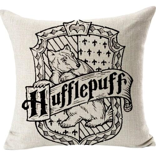 Sketch Series Hufflepuff School Badget Pillow Decorative Vintage Pillows Cover Home Decor Gift
