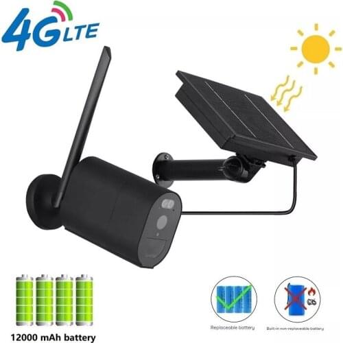Outdoor Solar Battery IP Camera 4G Solar Powered Surveillance Wireless Security Cameras Waterproof PIR Alarm Color Night Vision