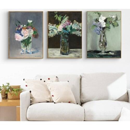 Edouard Manet Poster Art Canvas Painting Flowers in a Crystal Vase Prints Modern Wall Oil Painting Pictures For Living Room