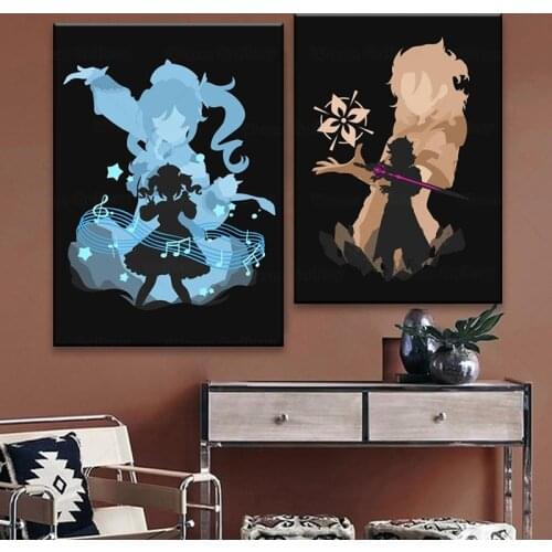 Classic Genshin impact anime decoration Painting Art Home Decor Bedroom Kids Room Living Sofa Wall Decor Quality Canvas Poster
