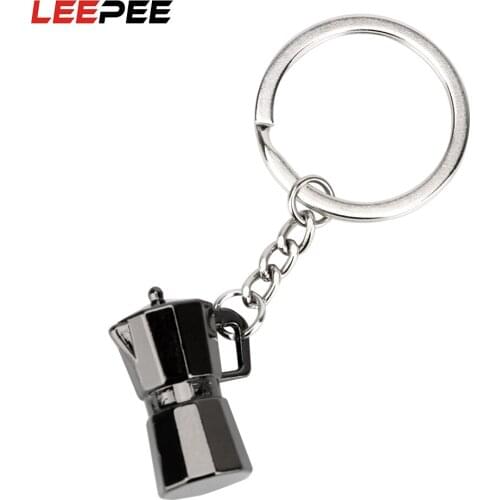 LEEPEE Car Metal Key Rings Moka Pot Shape Keychain Key Chain Creative Gift Car Keyring Key Holder Car-styling Auto Accessories
