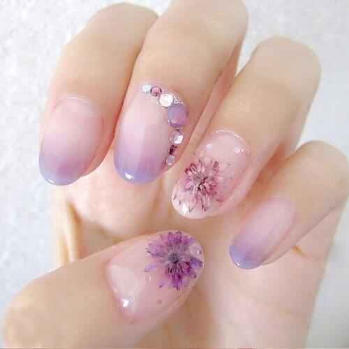 2019 Summer Nail Dried Flower Real Floral 3D Nail Art Flower Decorations UV Gel Polish Natural Floral Slider Set Manicure D0023