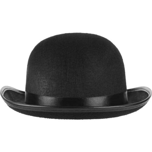 Trendy Women Men Solid color Bowler Felt Hat Red Black Ladies Top Hat Trilby Magician Cap Chapeau Femme Caps Dropshipping