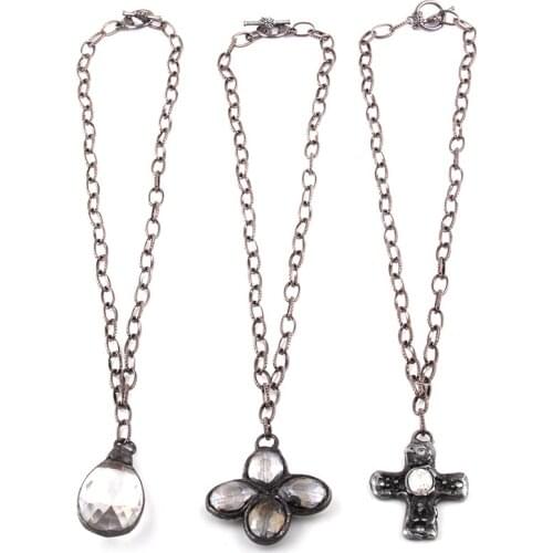 MOODPC Fashion Bohemian Jewelry Black Gun Plated Chain Link Pendant Necklaces For Women Ethnic Necklace