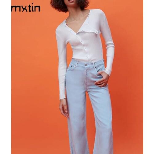 MXTIN 2021 Women Spring Vintage Solid Knitted Cardigan Sweater Fashion O-Neck Long Sleeve Single Breasted Female Chic Casual Top